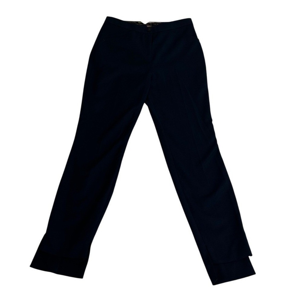Ted Baker London Navy Blue Tailored Textured Trousers Split Hem Women's Size 4
